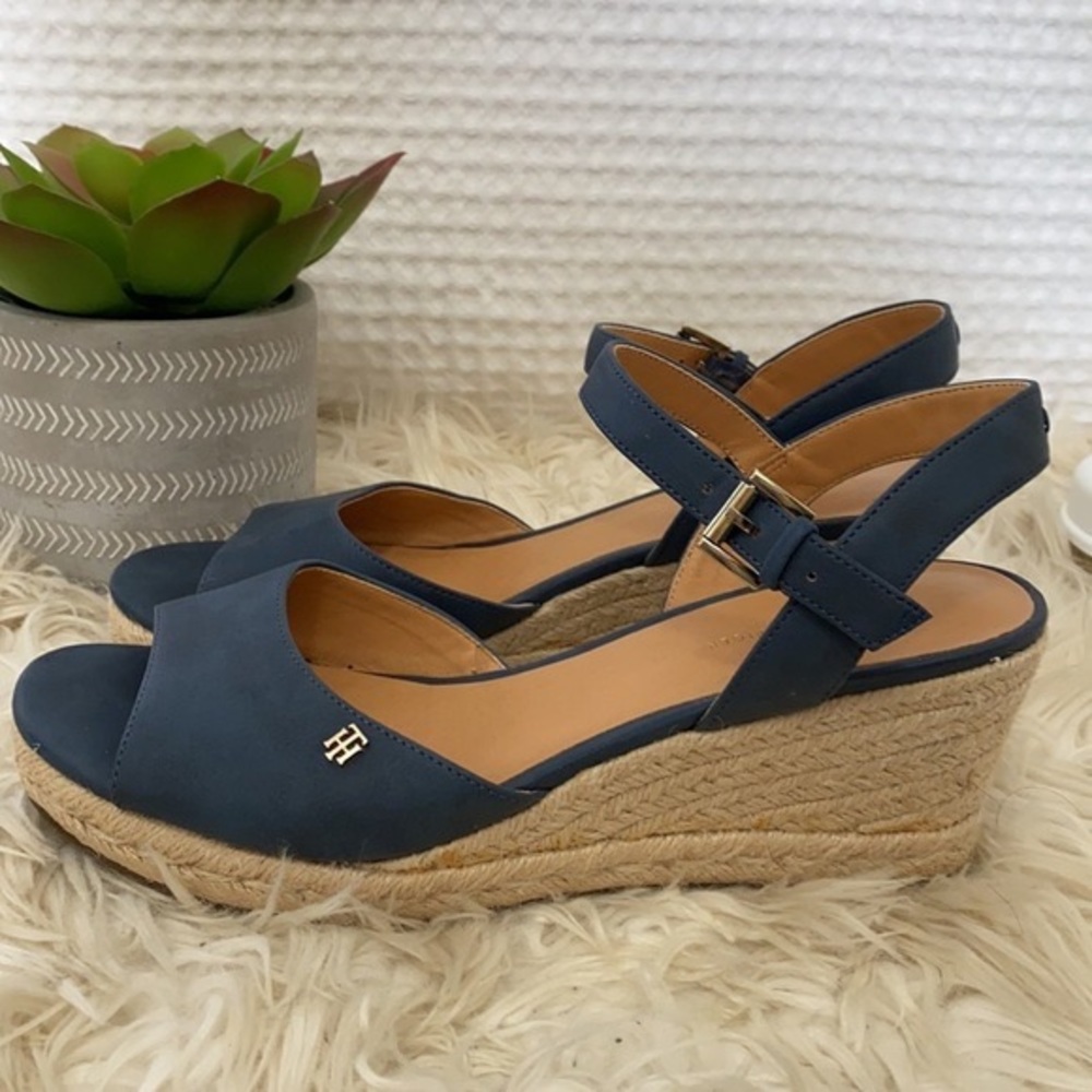 Tommy Hilfiger Navy Espadrille Wedges
